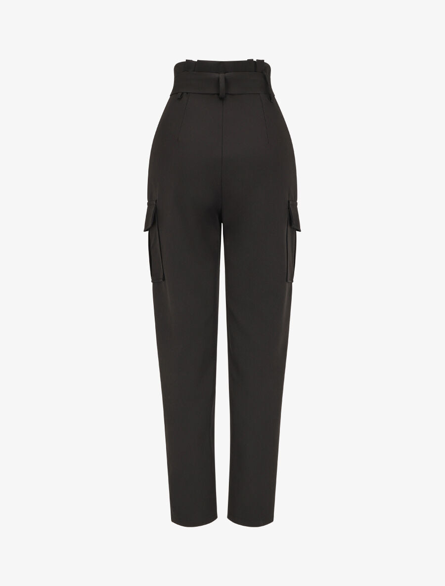 Pantalon cargo taille haute - Noir - 2