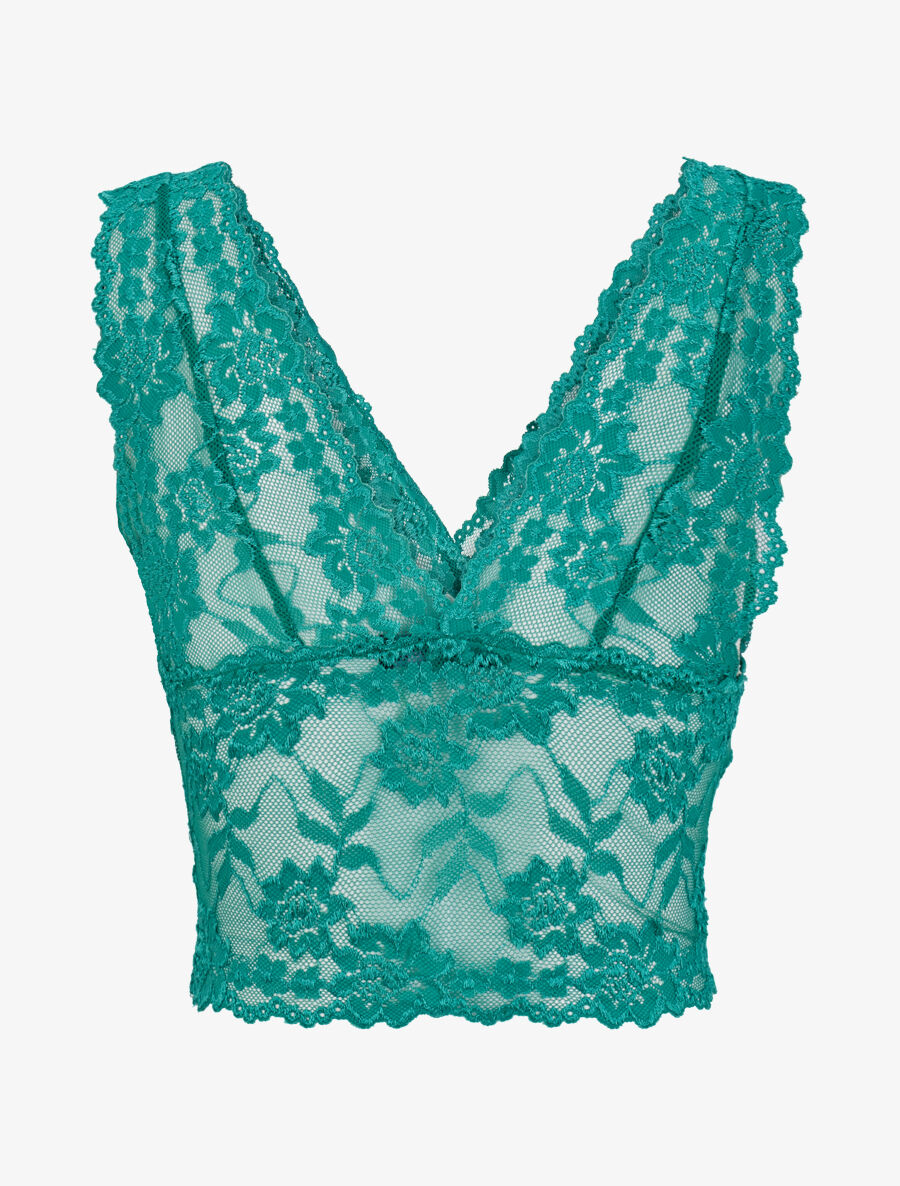 Crop top transparent en dentelle - Vert - 2
