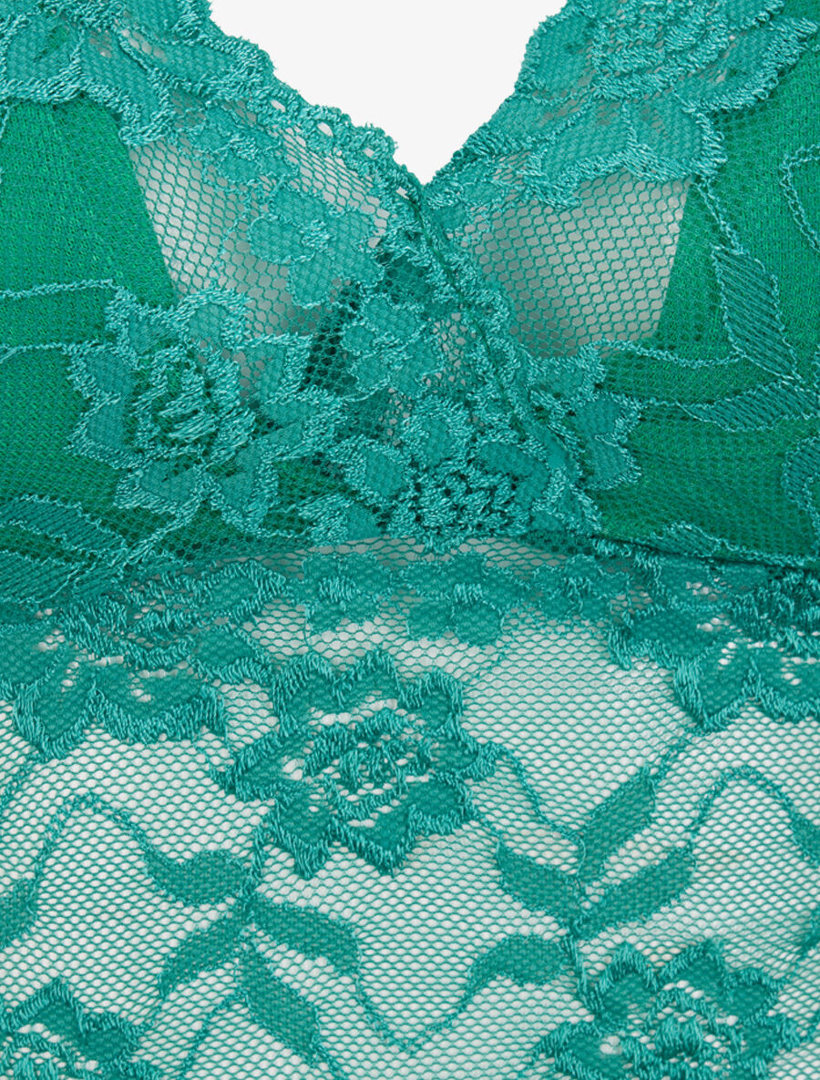 Crop top transparent en dentelle - Vert - 3