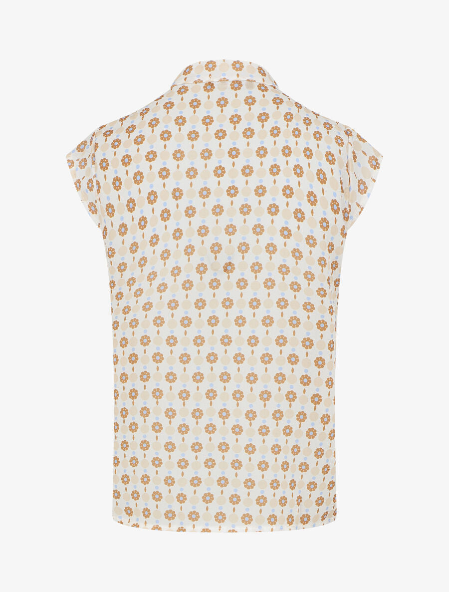 Top fluide sans manches imprimé petites fleurs - Beige - 2