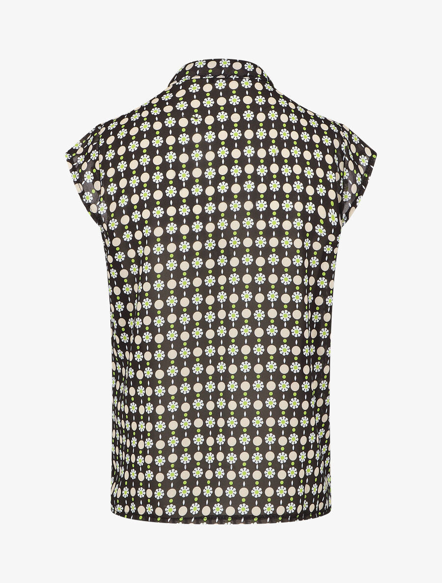 Top fluide sans manches imprimé petites fleurs - Noir - 2