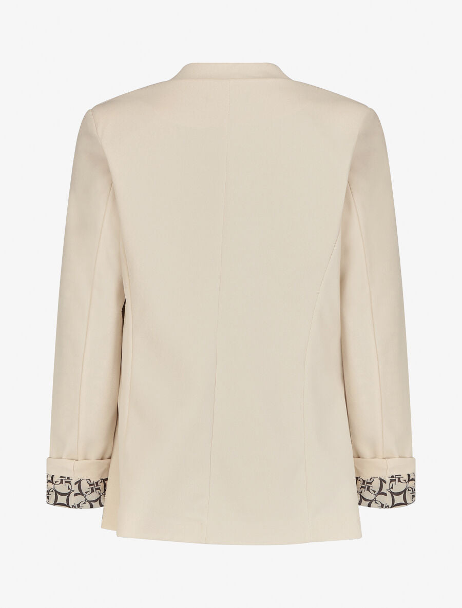 Blazer manches à revers imprimé - Beige - 2