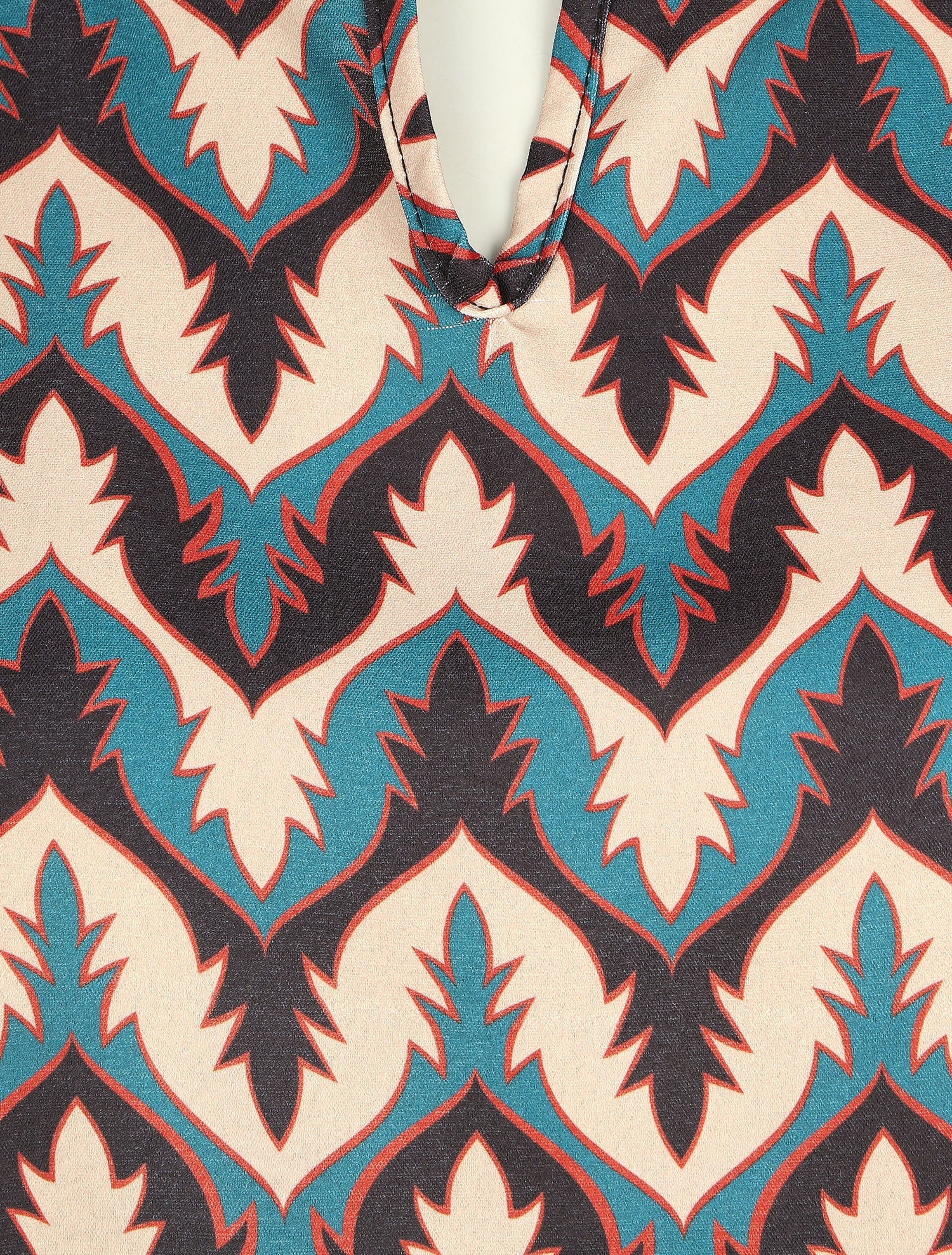 Top col volanté imprimé fantaisie - Bleu canard - 3