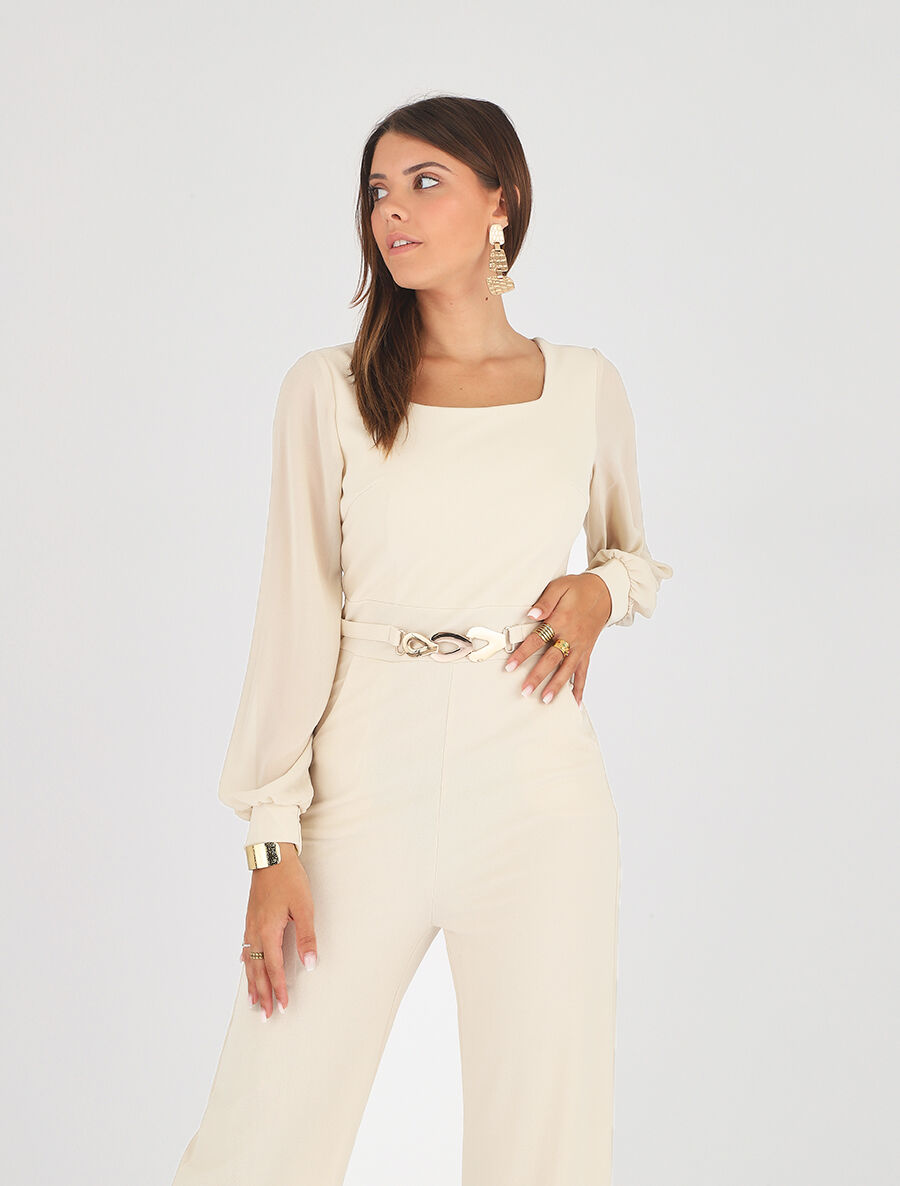 Combinaison droite manches longues - Beige - 4