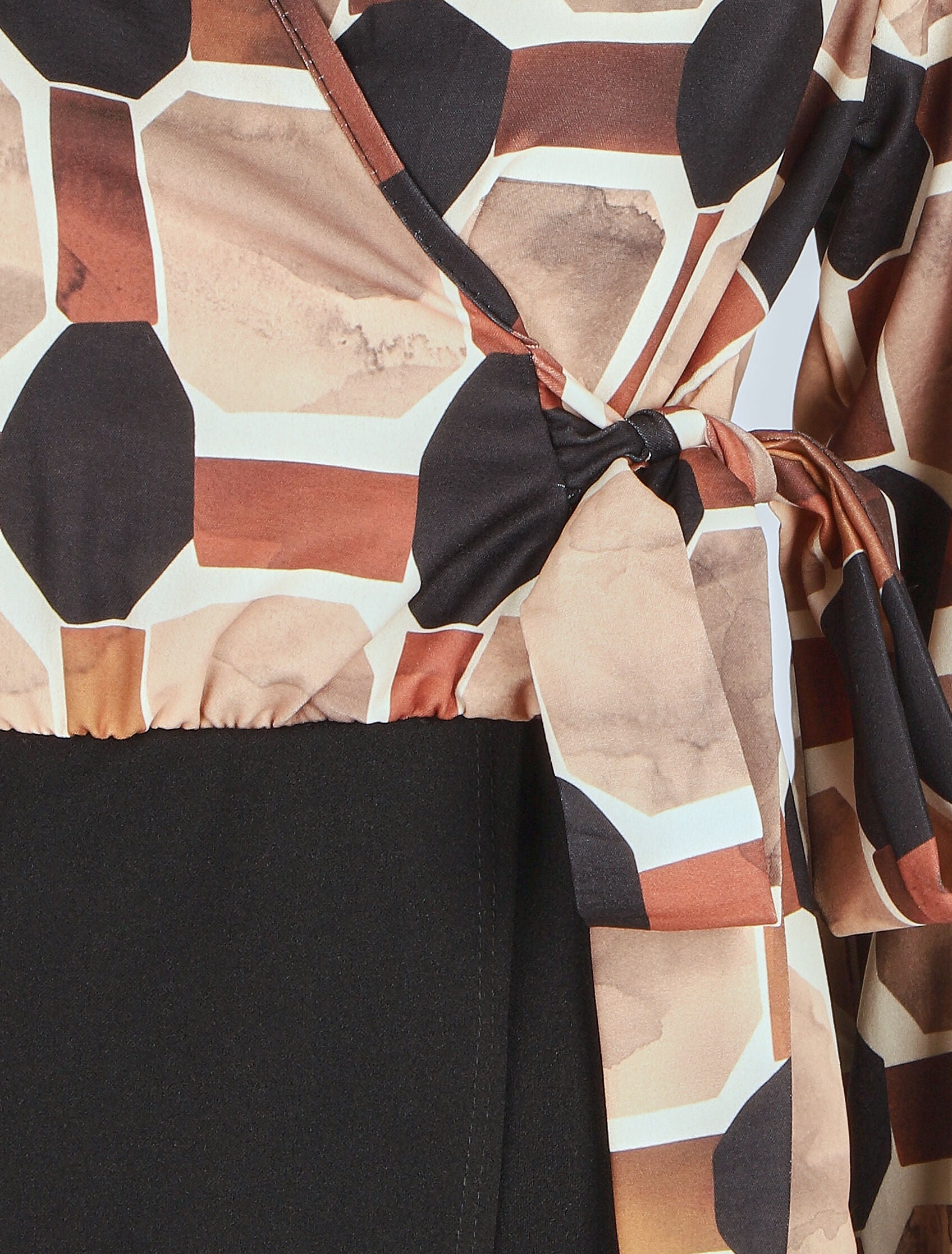 Robe portefeuille ajustée imprimé fantaisie - Camel - 3