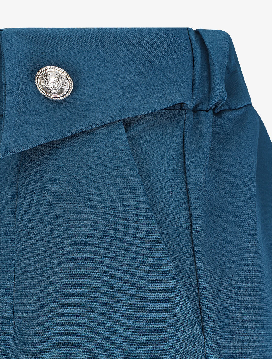 Pantalon droit uni taille haute - Bleu canard - 3