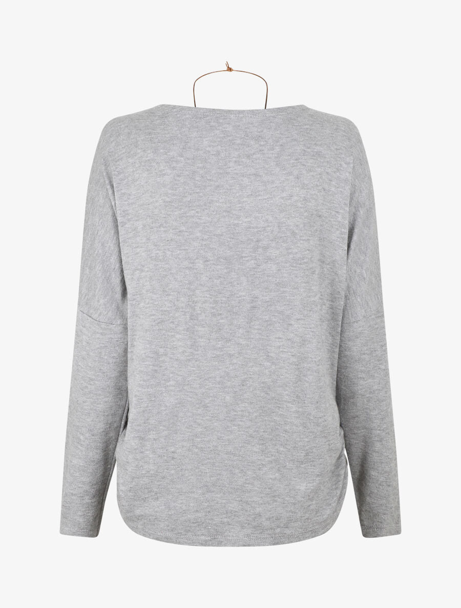 Pull fin à manches chauves-souris - Gris - 2