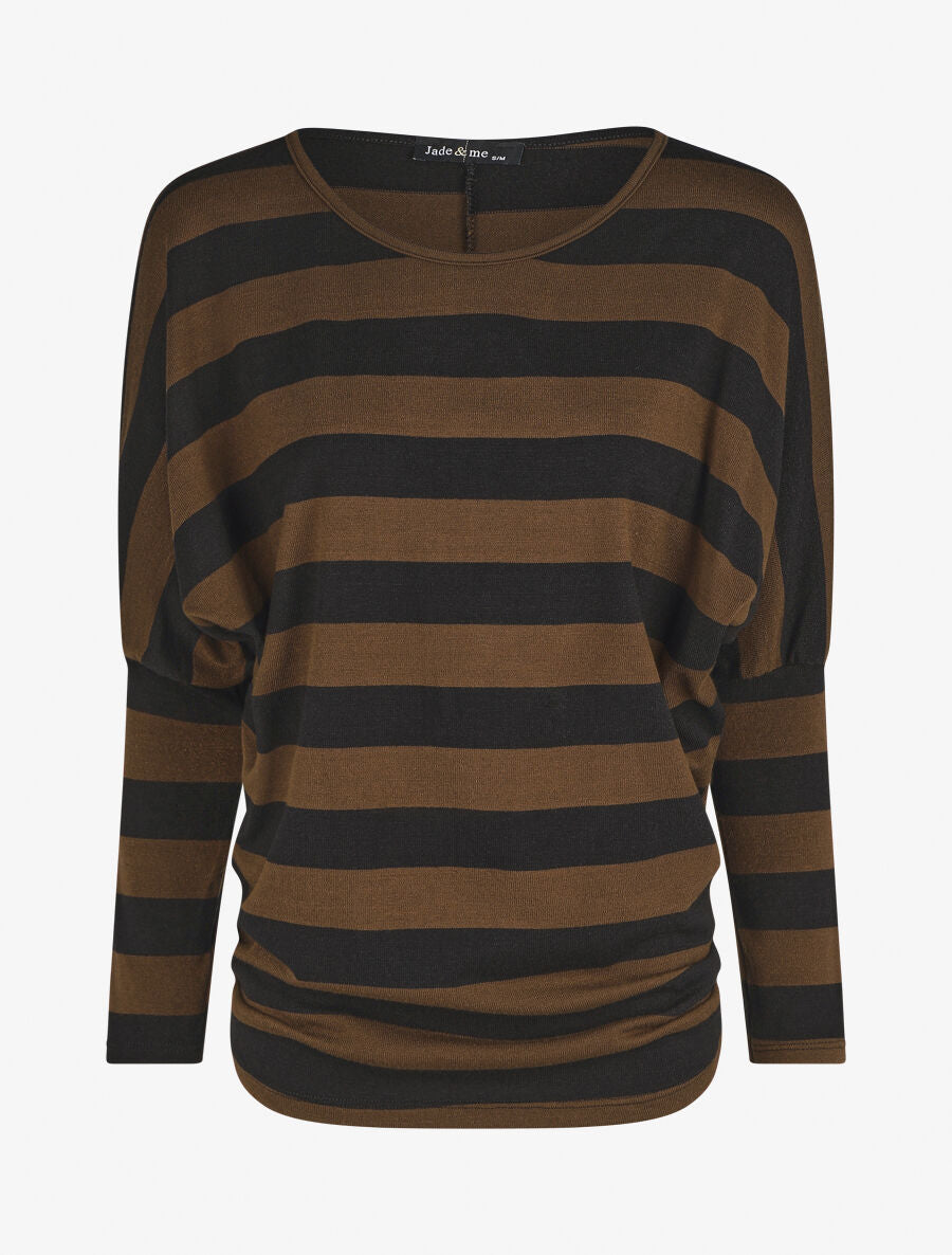 Pull ample motif rayé - Marron - 4