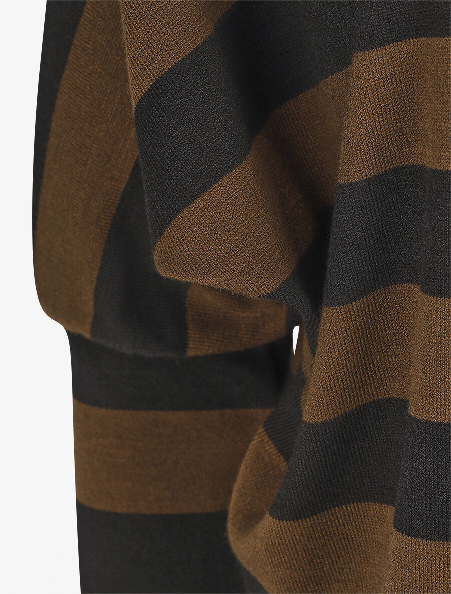 Pull ample motif rayé - Marron - 3