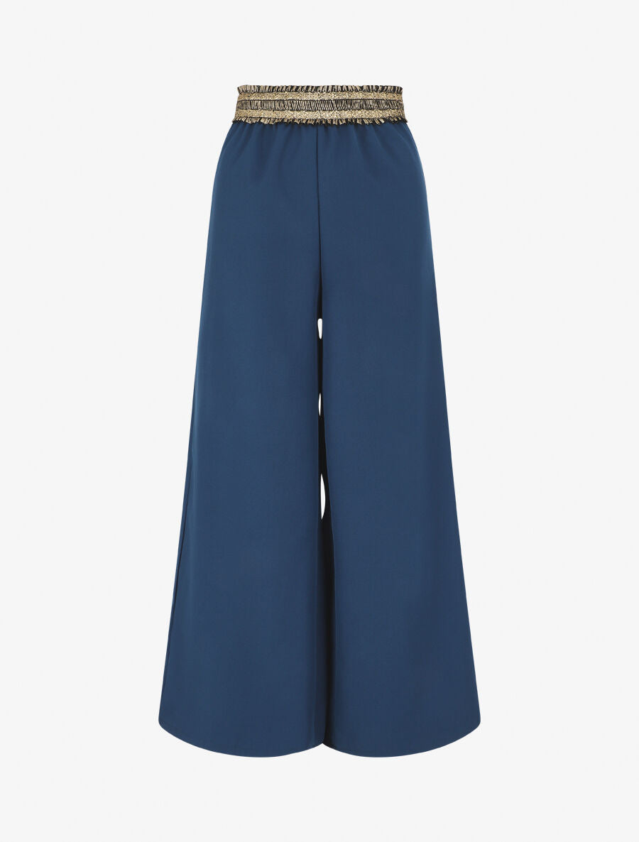 Pantalon ample à bande élastiquée irisée - Bleu - 1