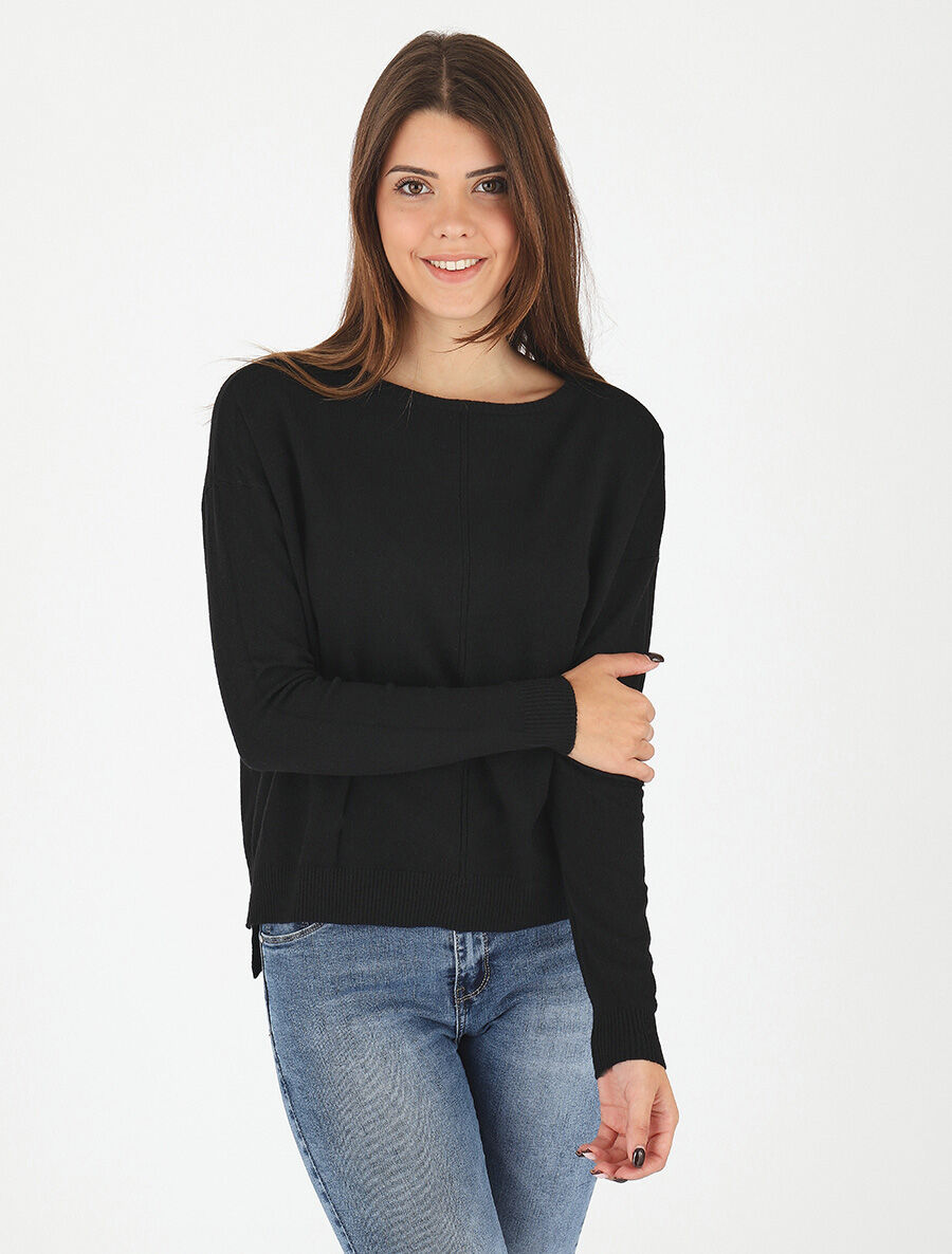 Pull fin uni classique - Noir - 4