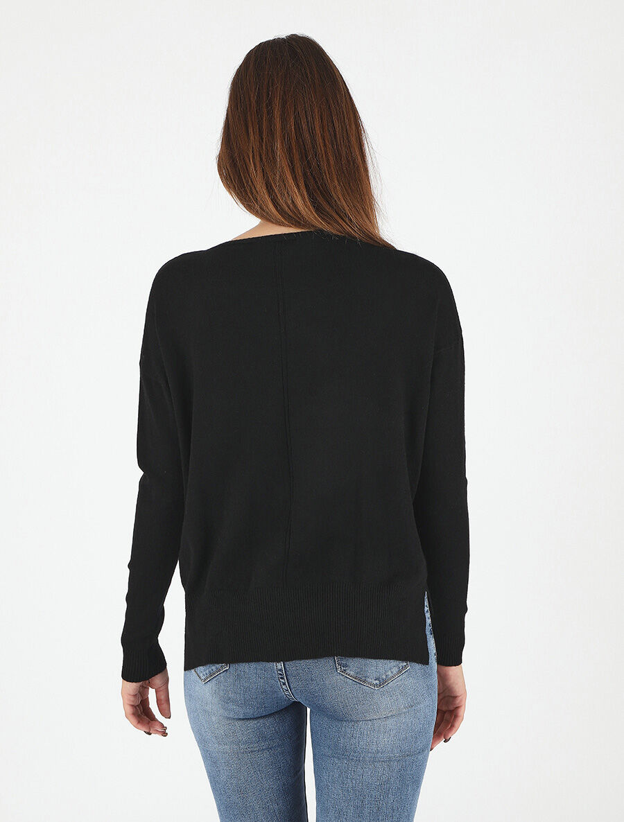 Pull fin uni classique - Noir - 5