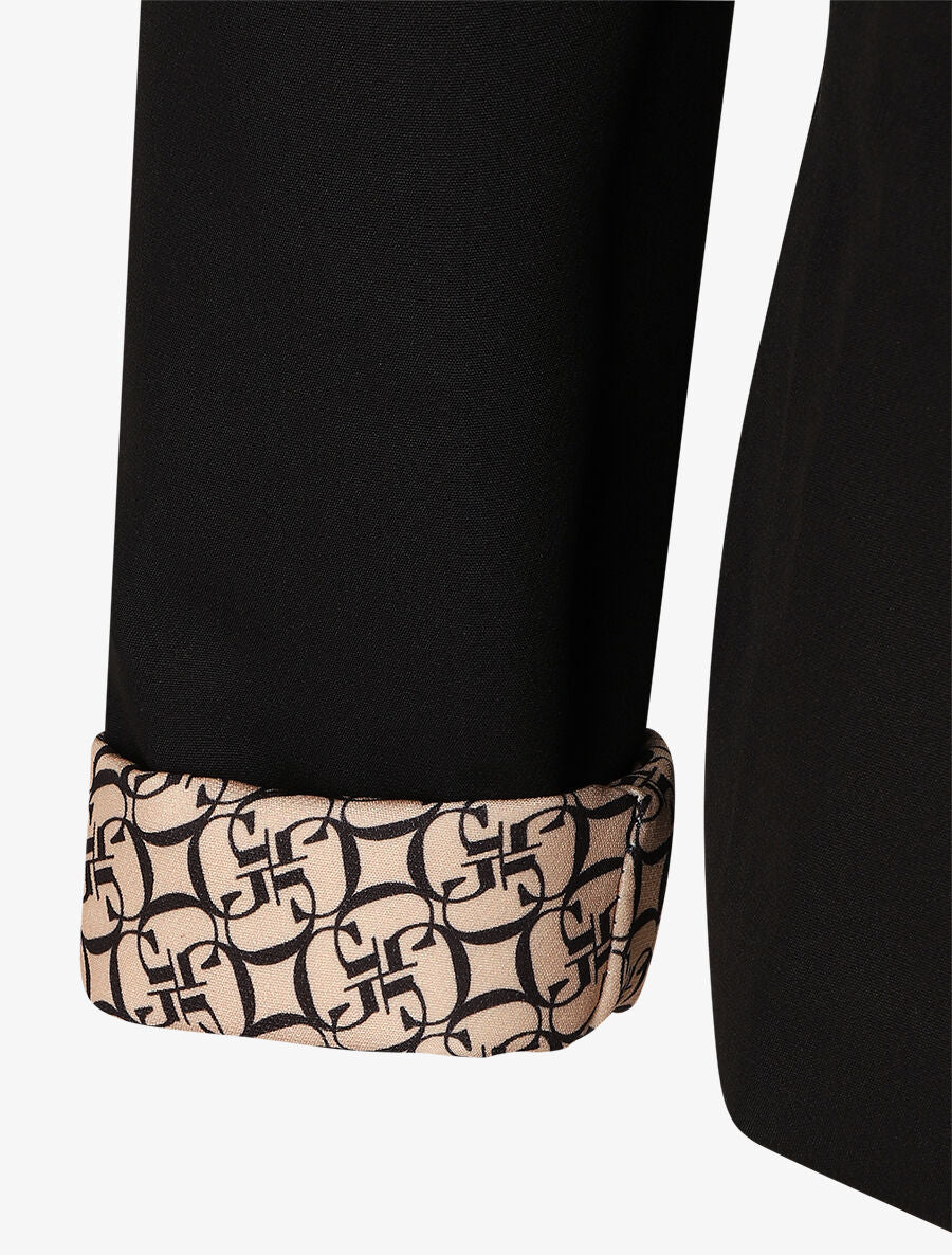 Blazer uni à revers imprimé alphabet - Noir - 3