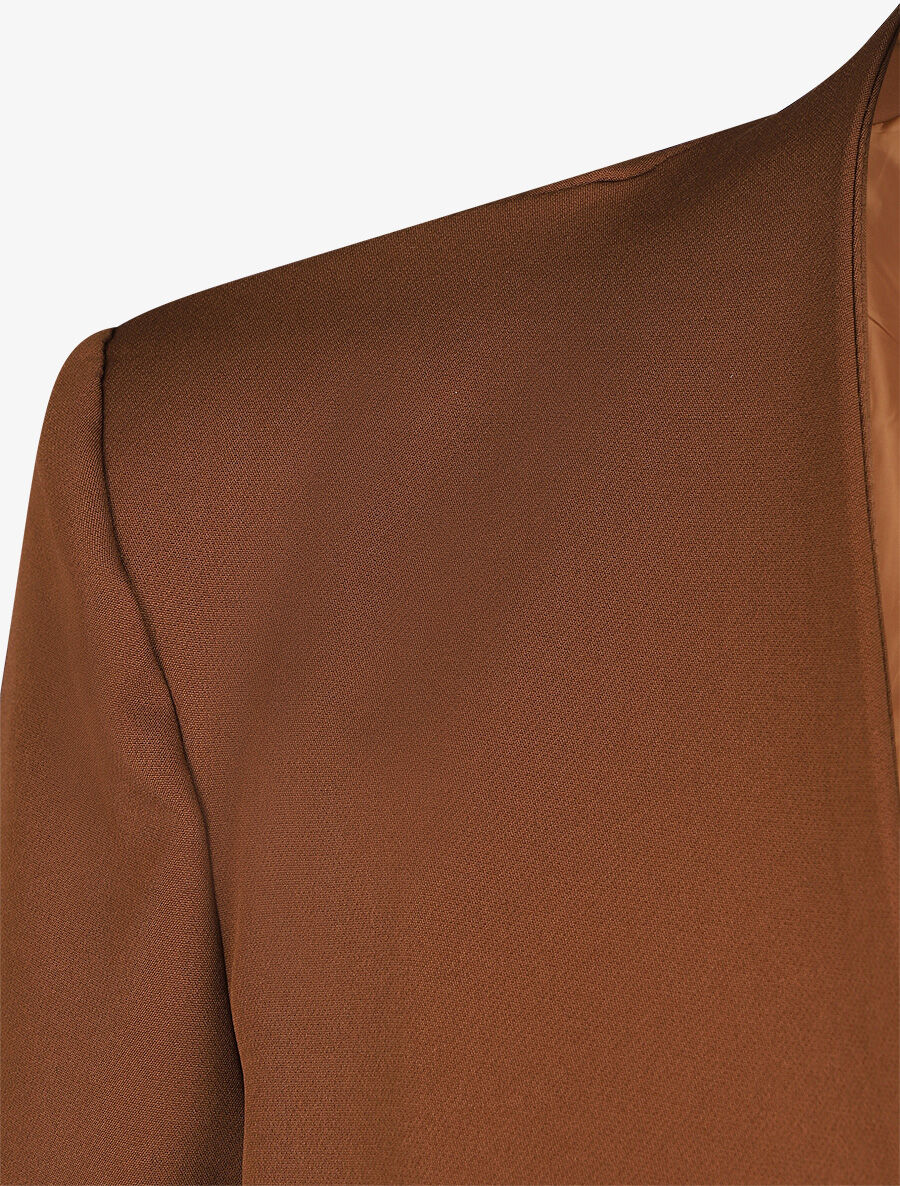 Blazer uni à revers imprimé alphabet - Marron - 3