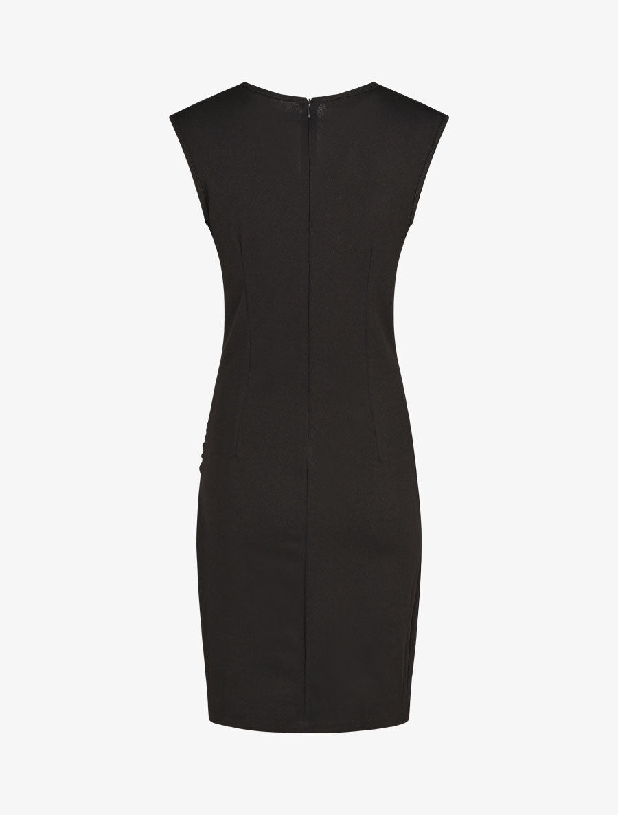 Robe fourreau uni et effet drapé - Noir - 2