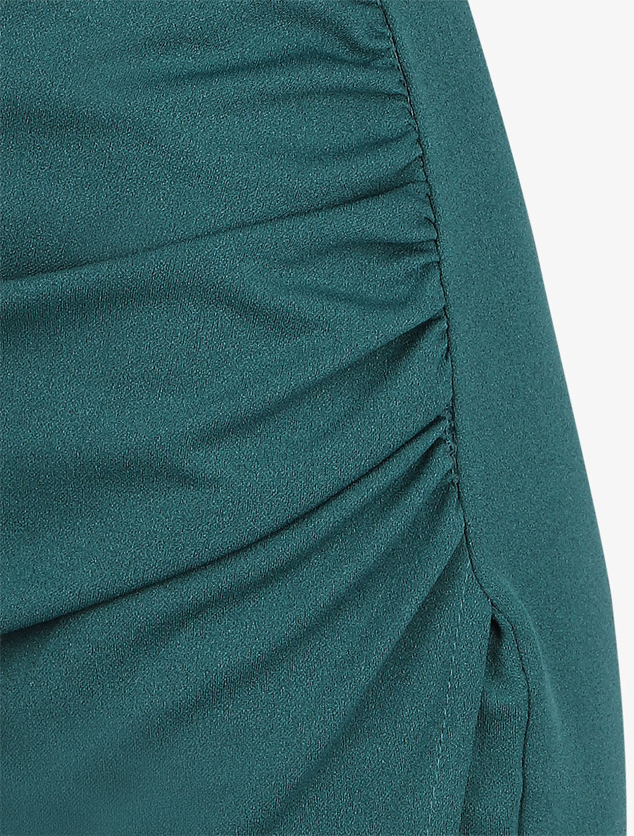 Robe fourreau uni et effet drapé - Bleu canard - 3