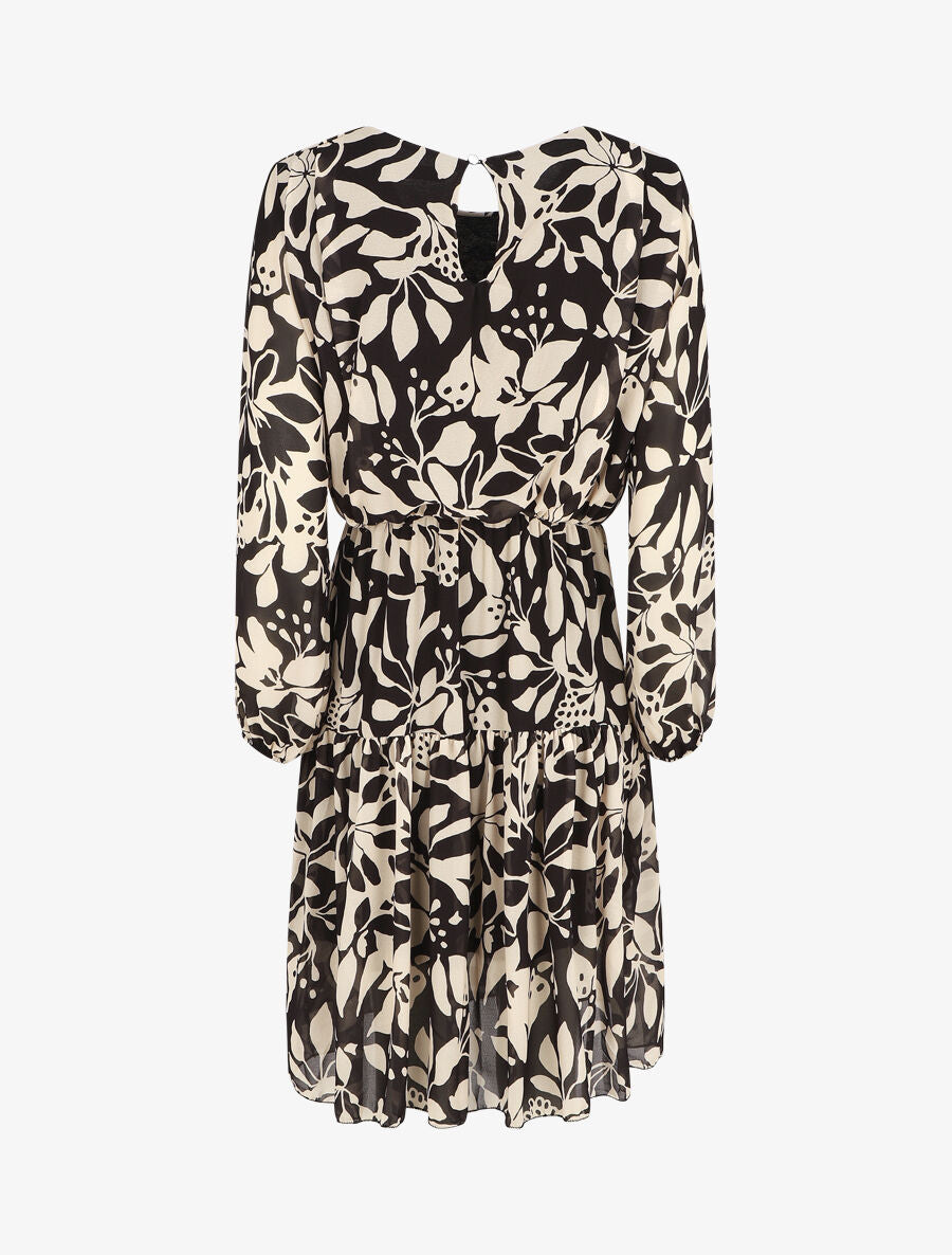 Robe évasée imprimé floral - Noir - 2