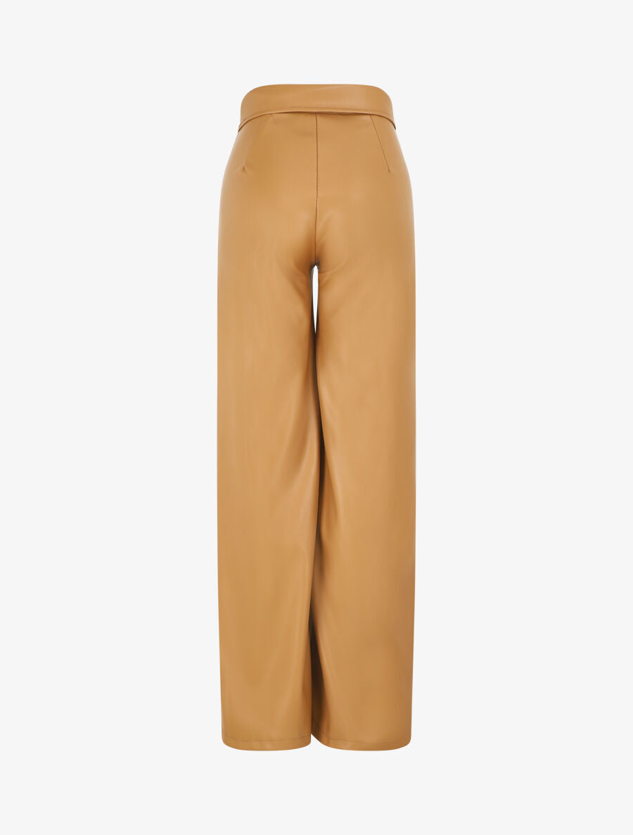 Pantalon ample en simili à revers - Camel - 2