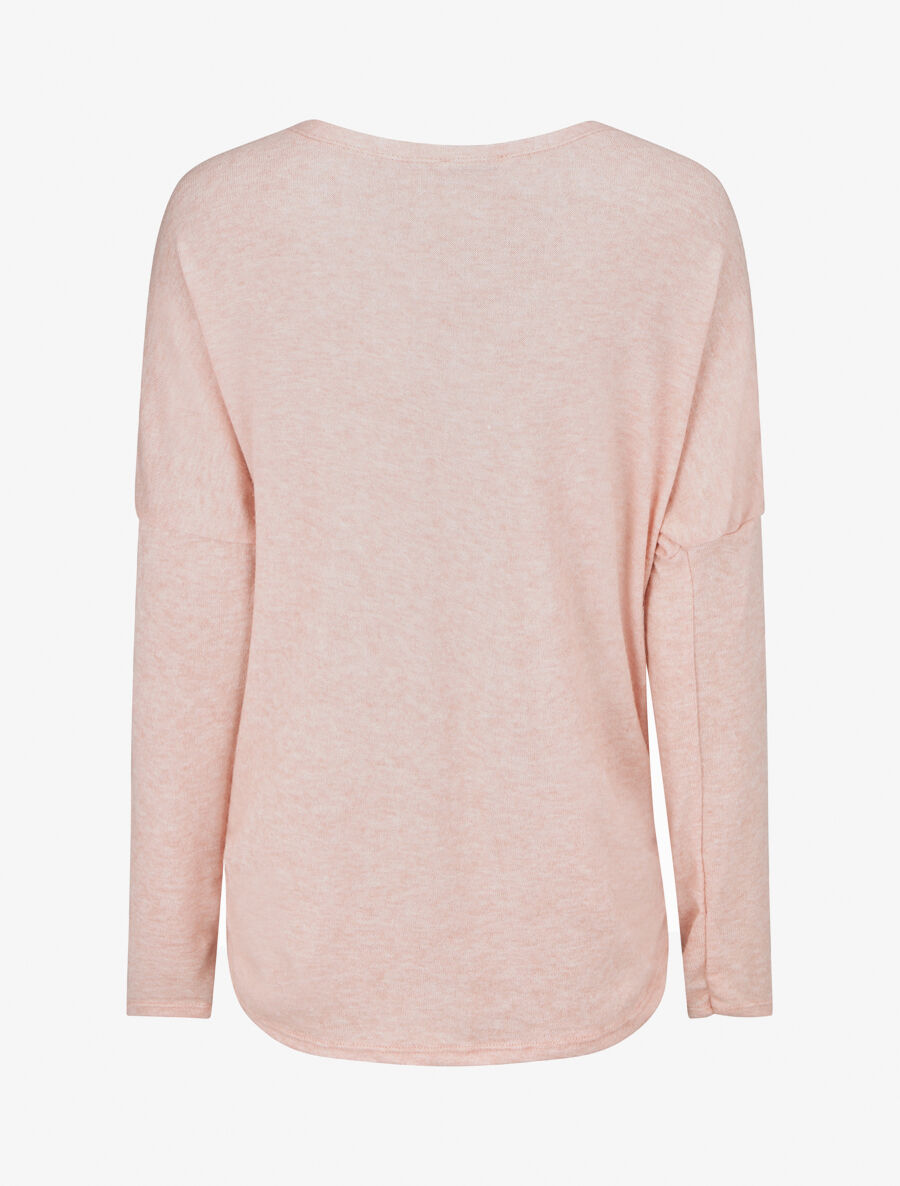 Pull ample motif plumes irisées - Rose - 2
