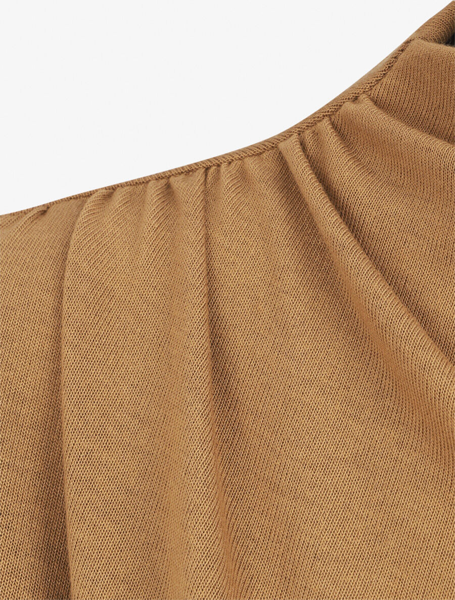 Pull droit uni effet drapé - Camel - 3