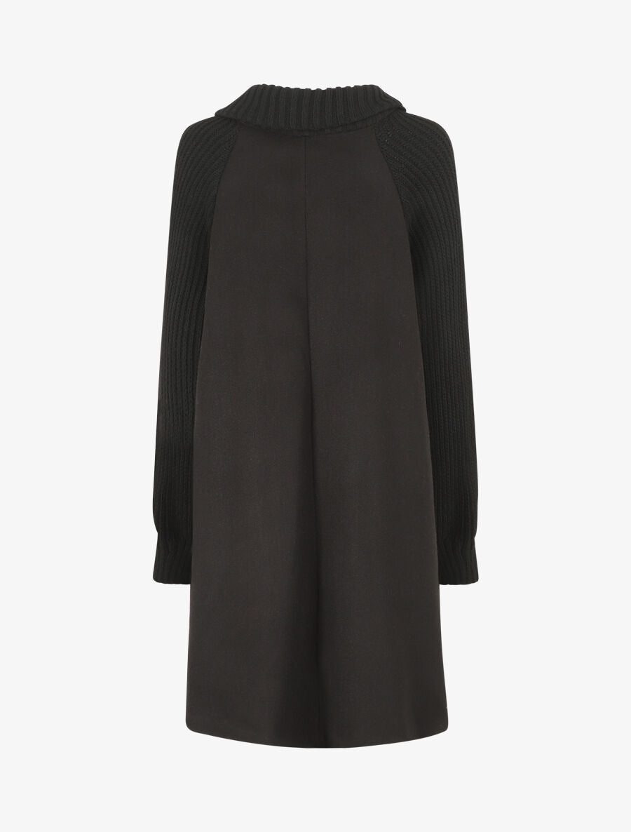 Manteau long oversize bi-matière - Noir - 2