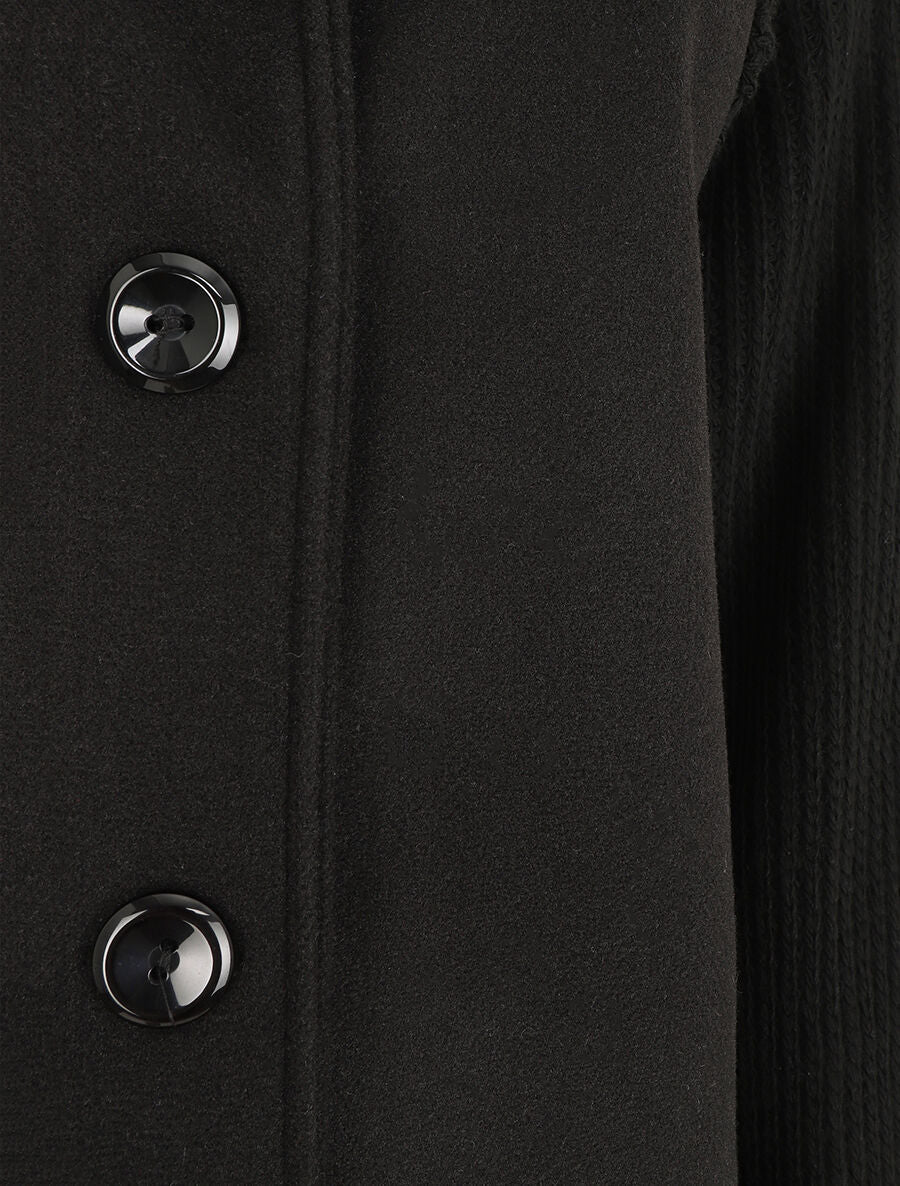Manteau long oversize bi-matière - Noir - 3