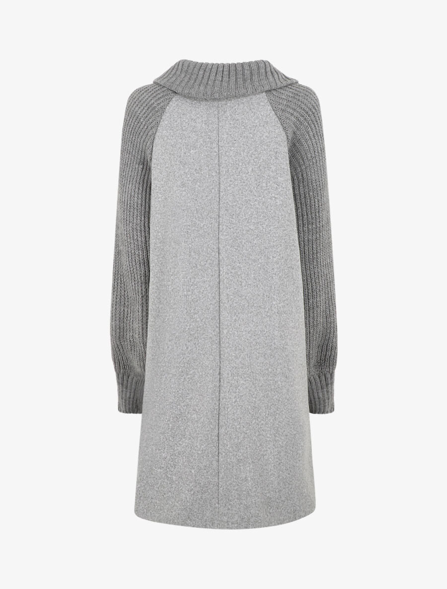 Manteau long oversize bi-matière - Gris - 2