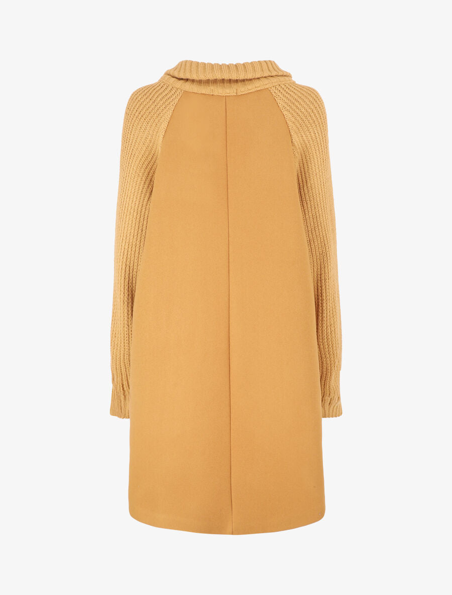 Manteau long oversize bi-matière - Camel - 2
