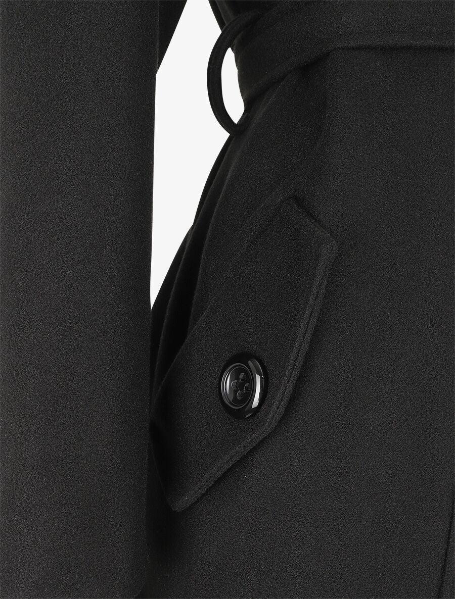 Manteau long croisé à capuche - Noir - 3
