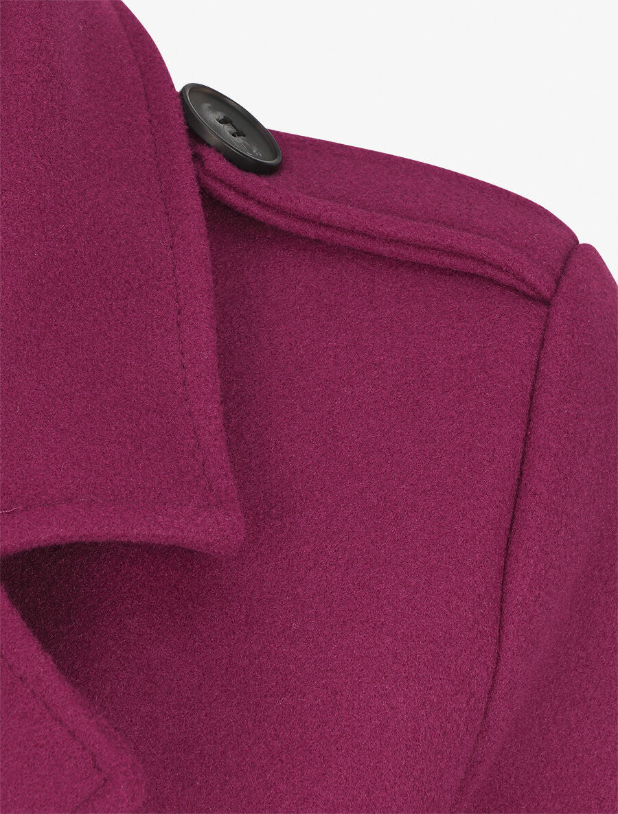 Manteau long droit à ceinture - Violine - 3