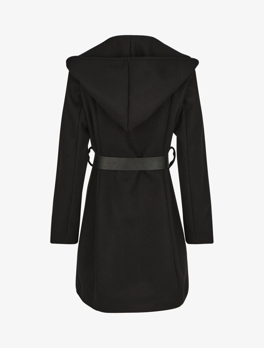 Manteau à capuche ceinturé - Noir - 2