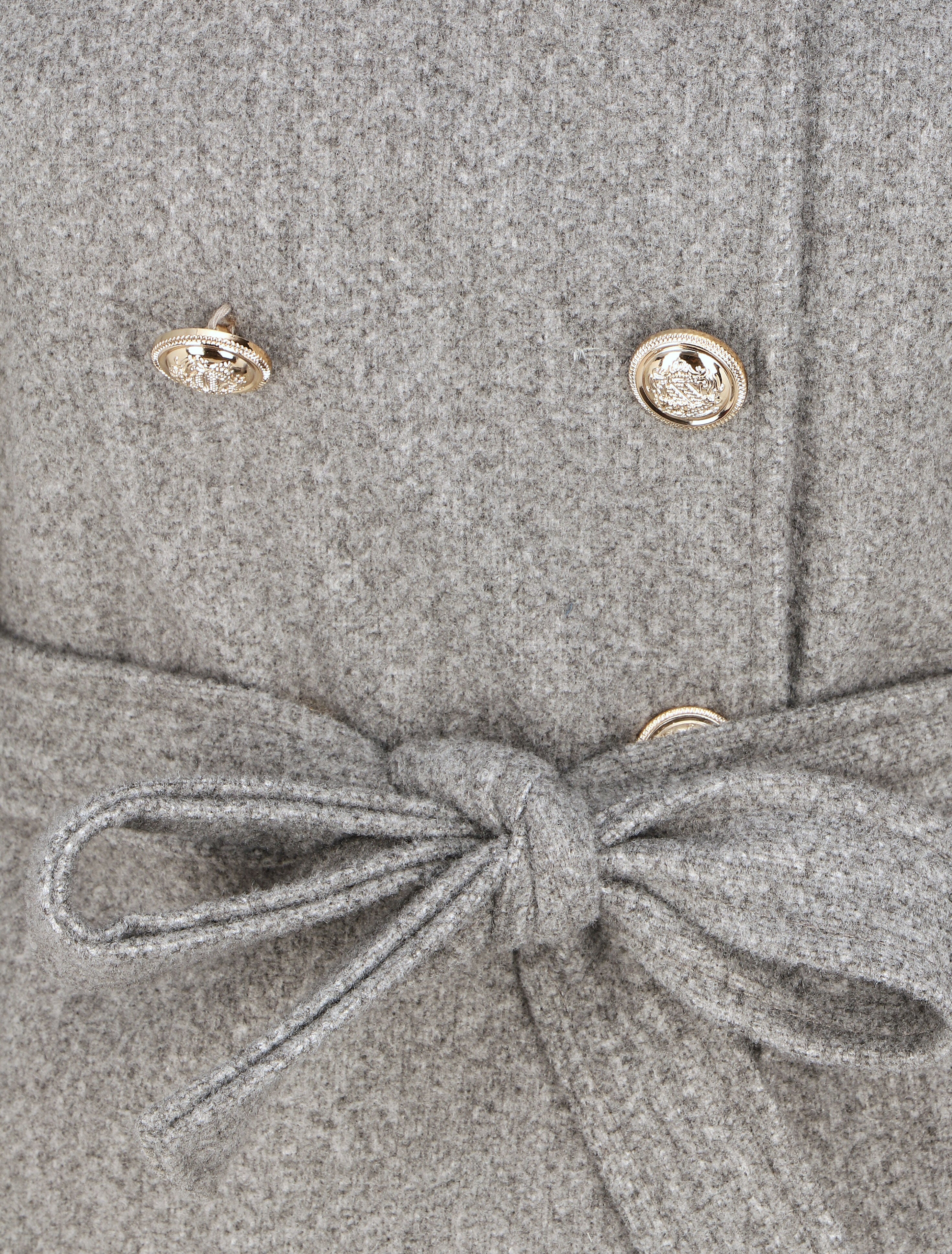 Manteau uni à boutons décoratifs - Gris - 3