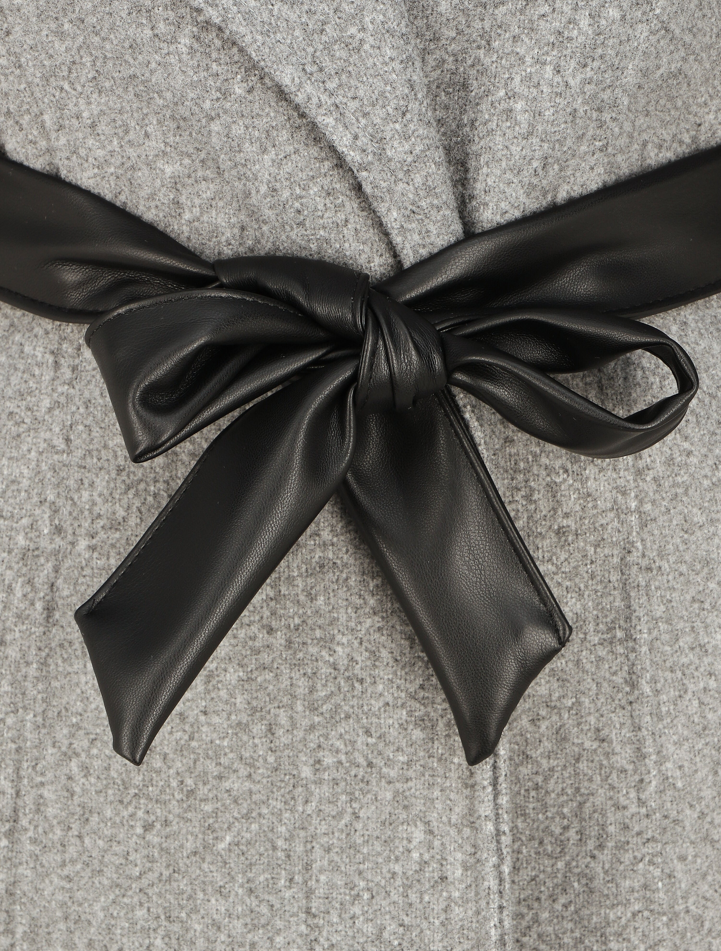 Manteau uni à manches en simili - Gris - 3