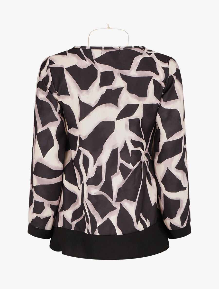 Blouse ample à imprimé graphique - Noir - 2