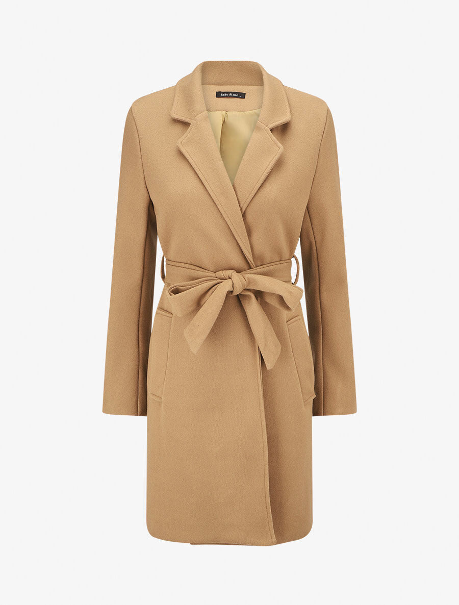 Manteau long classique coupe droite - Camel - 1