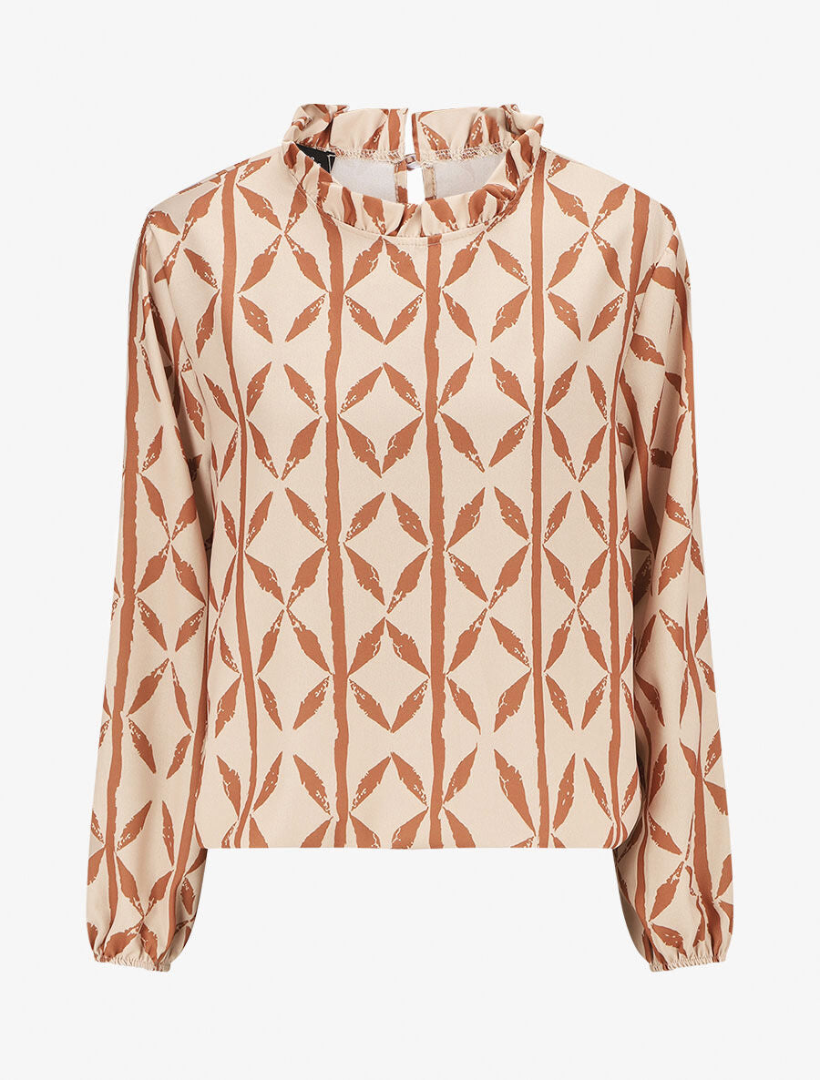 Top ample imprimé graphique - Camel - 1