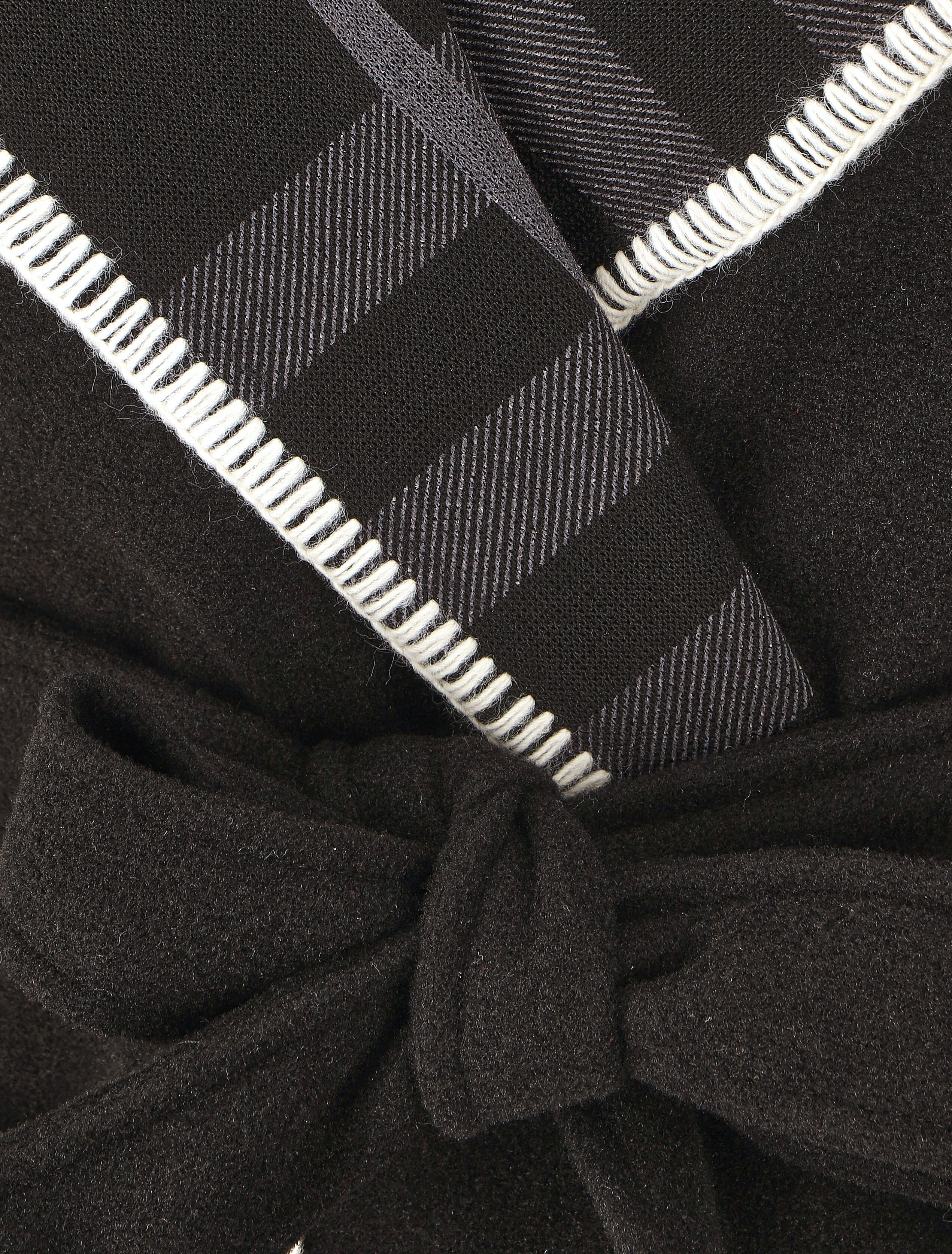 Manteau long à capuche et col à carreaux - Noir - 3