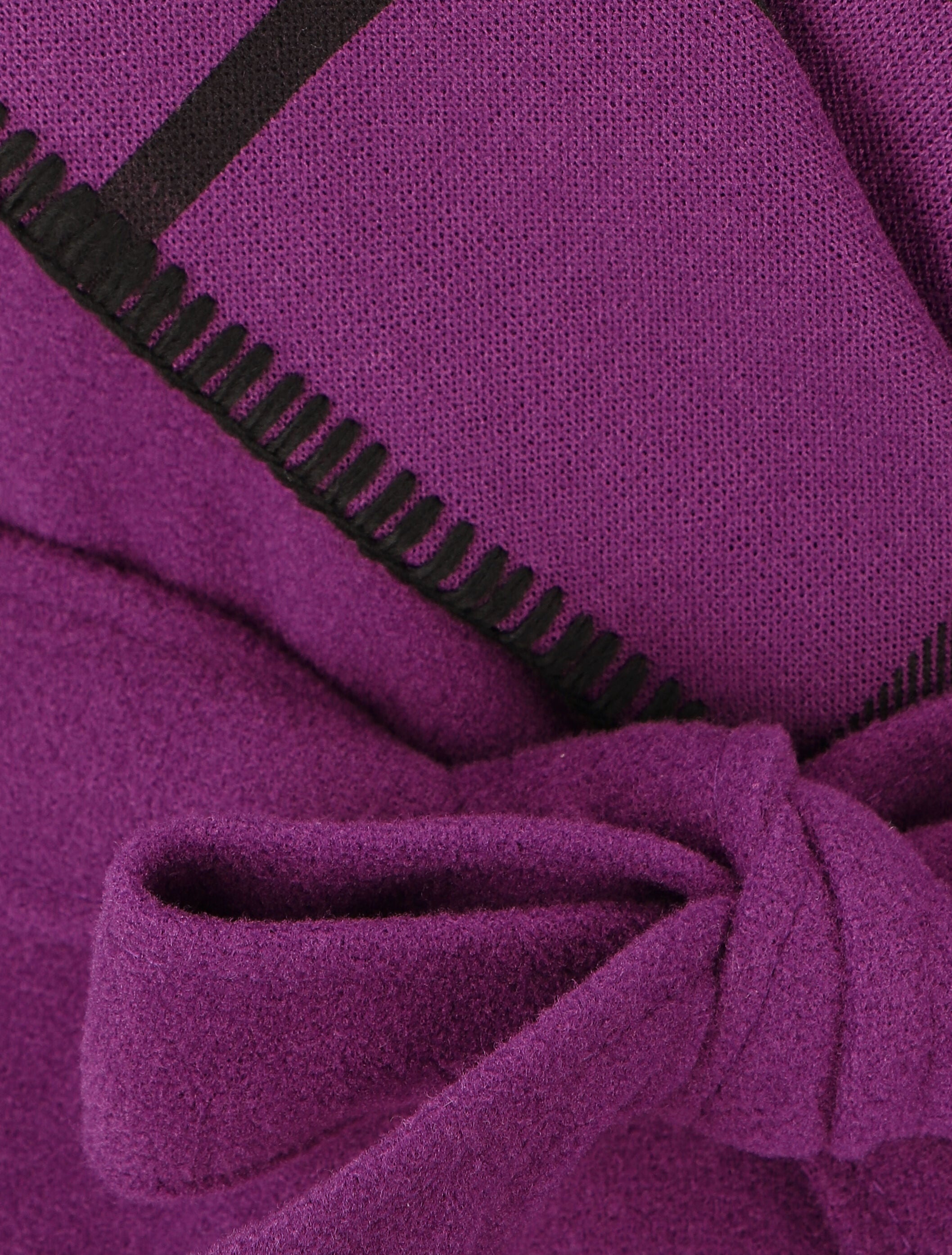 Manteau long à capuche et col à carreaux - Violet - 3