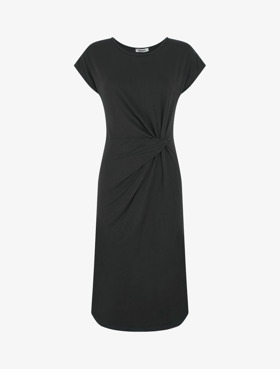 Robe t-shirt à plis - Noir - 1
