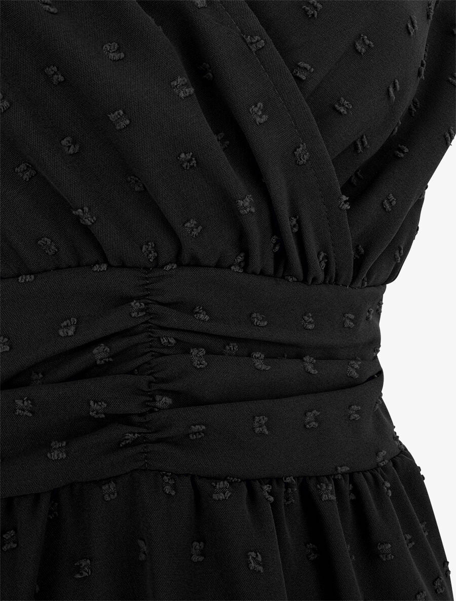 Robe longue élastiquée et texturée - Noir - 3