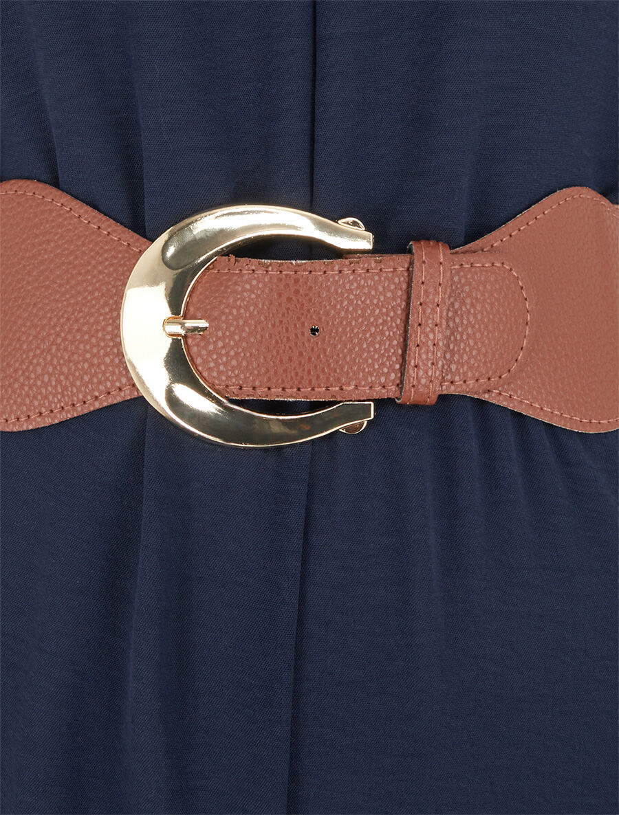 Combinaison ample uni à détail dentelle - Marine - 3