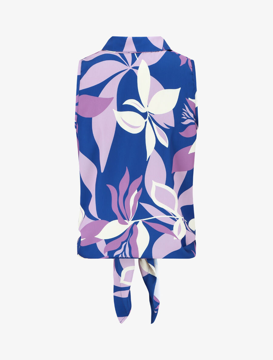 Chemise sans manches à noeud imprimé floral - Bleu/lilas - 2