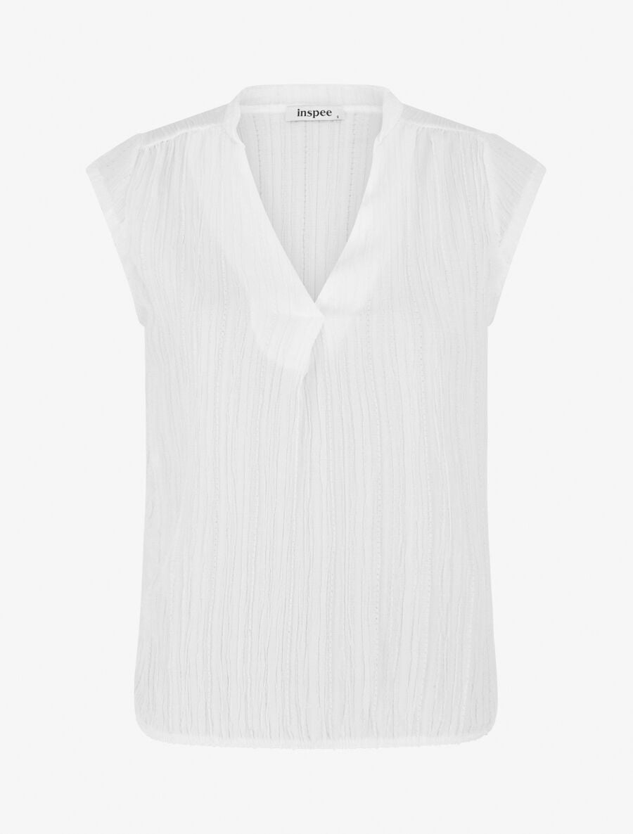 Top uni sans manches texturé - Blanc - 1
