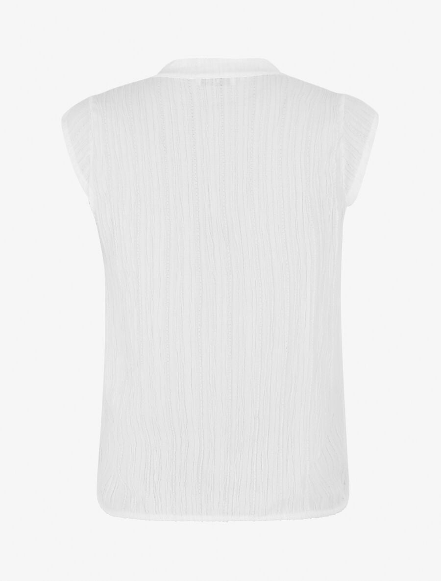 Top uni sans manches texturé - Blanc - 2