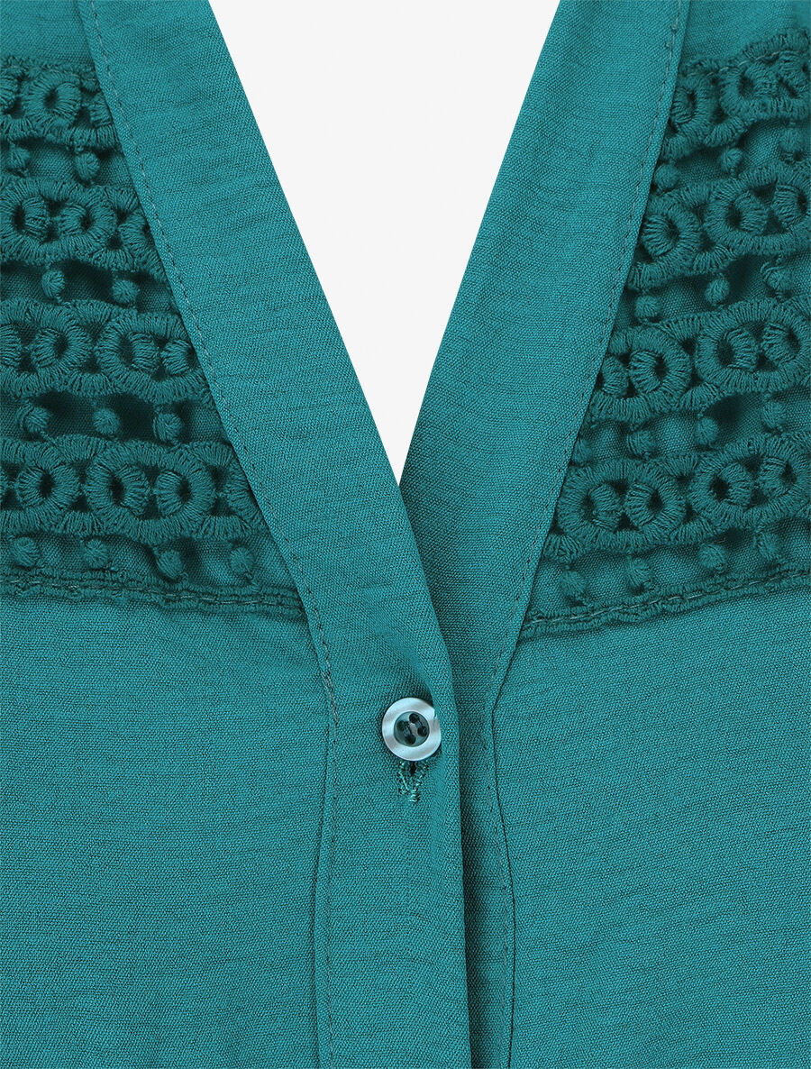 Combinaison fluide à détail brodé - Bleu canard - 3