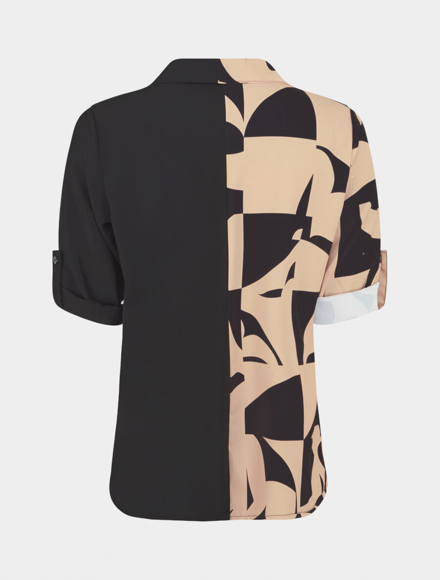 Chemise droite imprimé graphique - Camel - 2