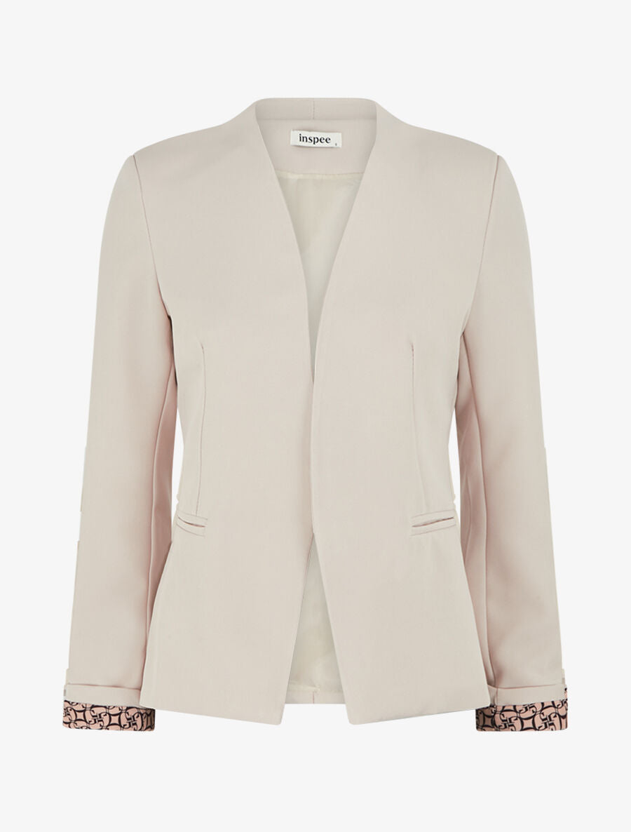 Blazer à manches imprimé graphique - Beige - 4