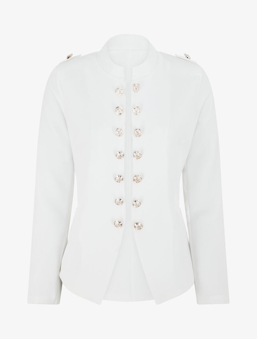 Veste droite style officier - Blanc - 1