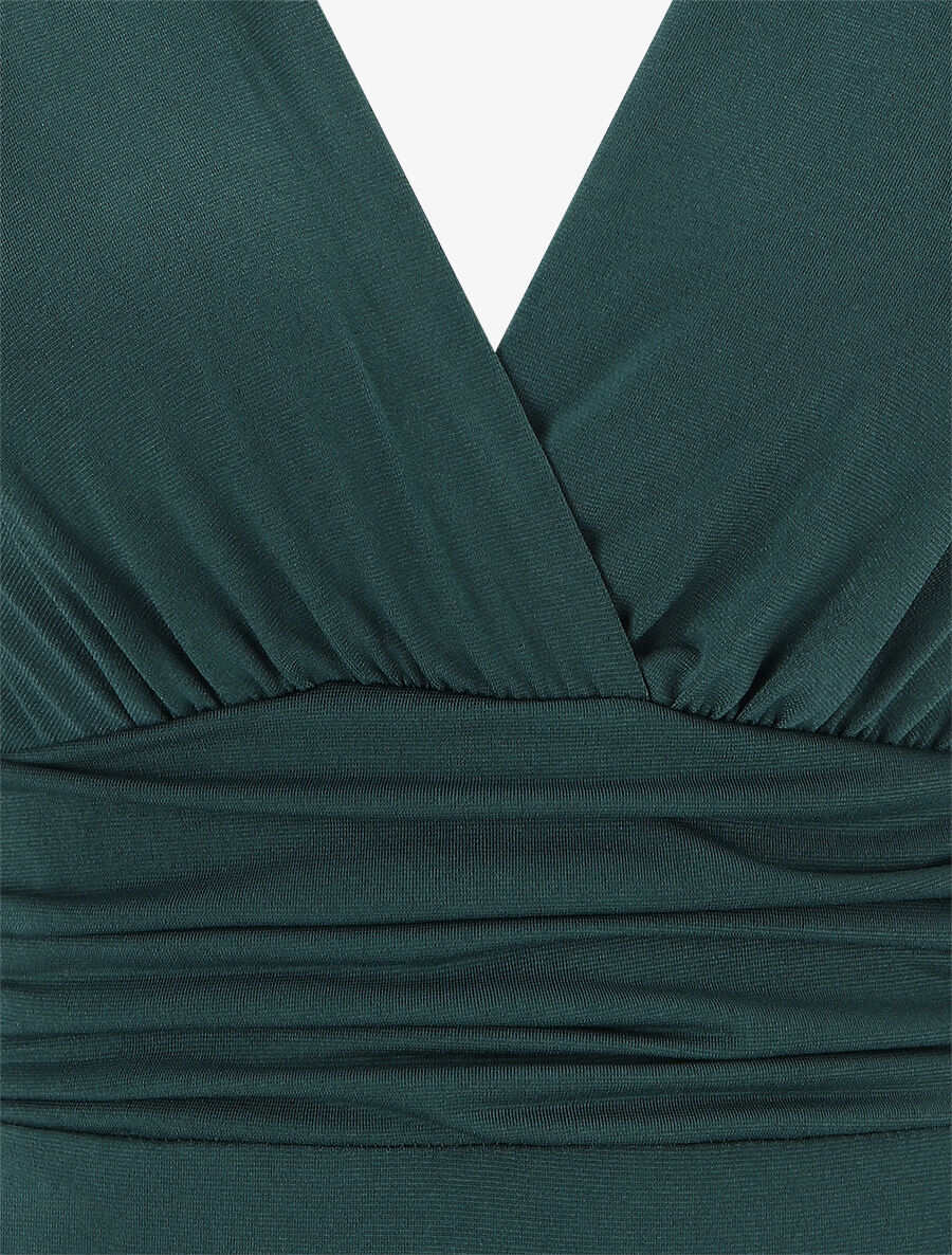 Body sans manches effet drapé - Vert foncé - 3