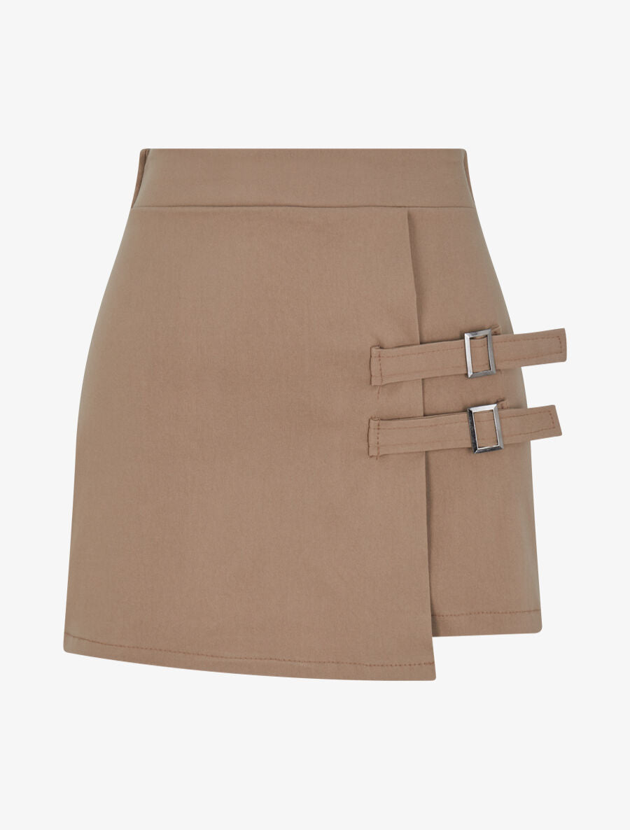 Short court style jupe à lanières - Beige - 4